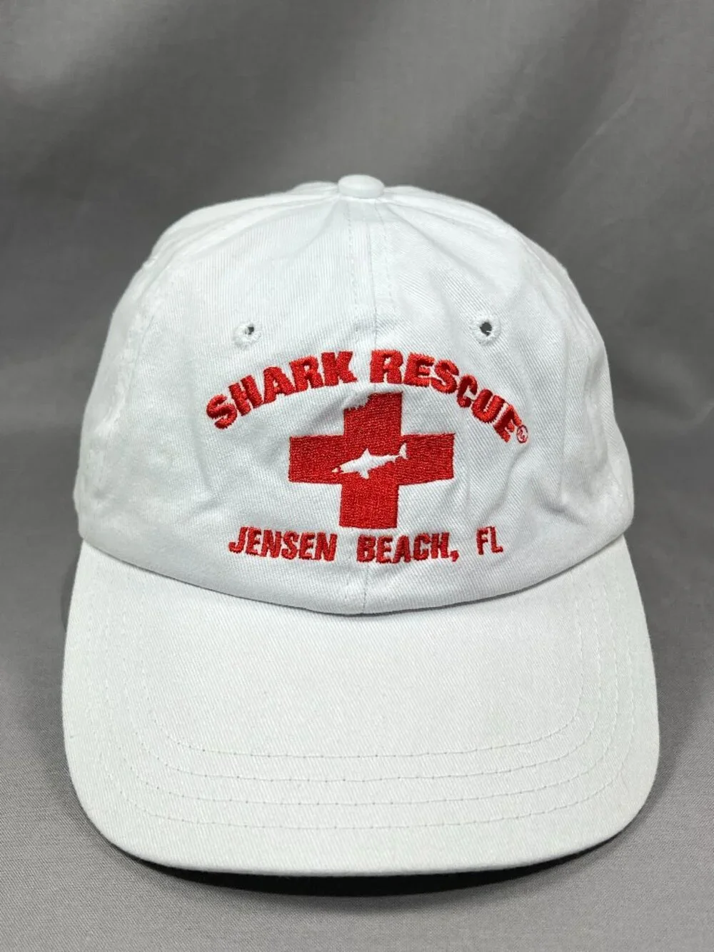 Shark Rescue Jensen Beach Florida Hat Strapback White Adjustable Adult Dad Cap